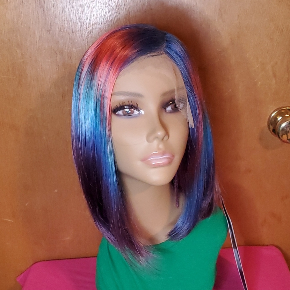 Multicolor Lace Front Bob Wig - Picture 4 of 8
